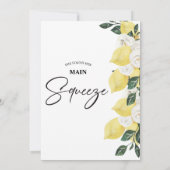 Lemons White Floral Main Squeeze Brautparty Einladung (Rückseite)