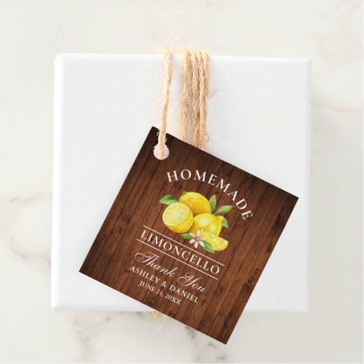 Lemons Wood Limoncello Dank Square Twine Geschenkanhänger (Beispiel)