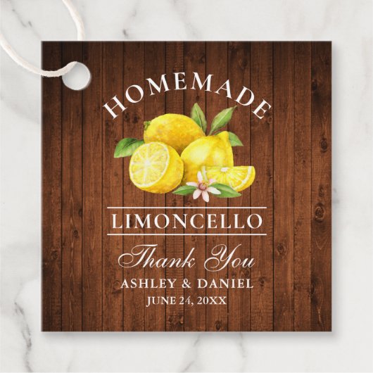 Lemons Wood Limoncello Danke Square Geschenkanhänger (Vorderseite)