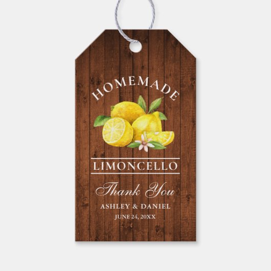 Lemons Wood Limoncello Wedding Danke Geschenkanhänger (Vorderseite)