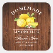 Lemons Wood Wedding Danke Limoncello Quadratischer Aufkleber (Vorderseite)