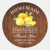 Lemons Wood Wedding Danke Limoncello Runder Aufkleber (Vorderseite)