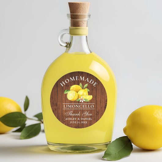 Lemons Wood Wedding Danke Limoncello Runder Aufkleber