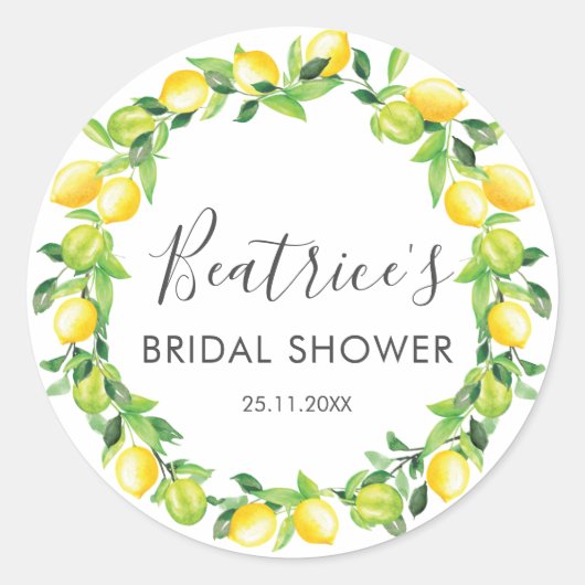Lemons Wreath Brautparty Vielen Dank Runder Aufkleber (Vorderseite)