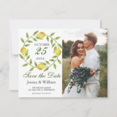 Lemons Wreath Foto Wedding Save the Date Card (Vorderseite)