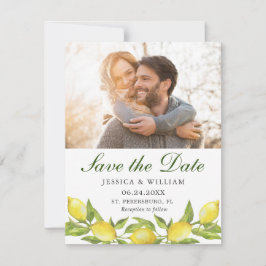 Lemons Wreath Foto Wedding Save the Date Card