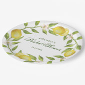 Lemons Wreath & Greenery Brautparty Party Pappteller (Schrägansicht)