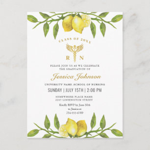 Lemons Wreath Nursing School Abschluss Einladung Postkarte
