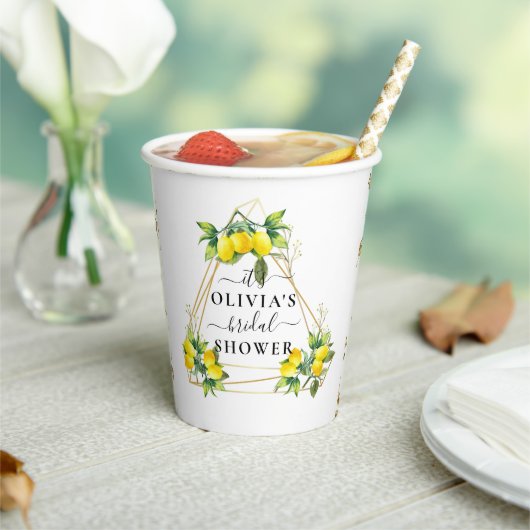 Lemony Elegant Gold Geometric Brautparty Paper Pappbecher (In Situ)