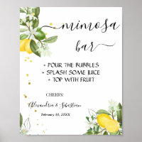 Lemony Greenery Mimosa Bar Brautparty Sign