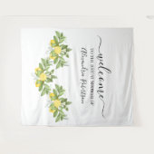Lemony Greenery Wedding Willkommen Wandteppich (Vorderseite (Horizontal))