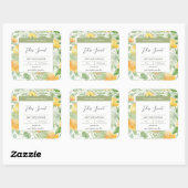 Lemony Yellow and Fern Candle Label Quadratischer Aufkleber (Blatt)