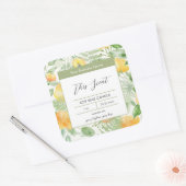 Lemony Yellow and Fern Candle Label Quadratischer Aufkleber (Umschlag)