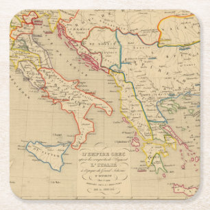 L'Empire Grec, l'Italie, 1300 1400 Rechteckiger Pappuntersetzer