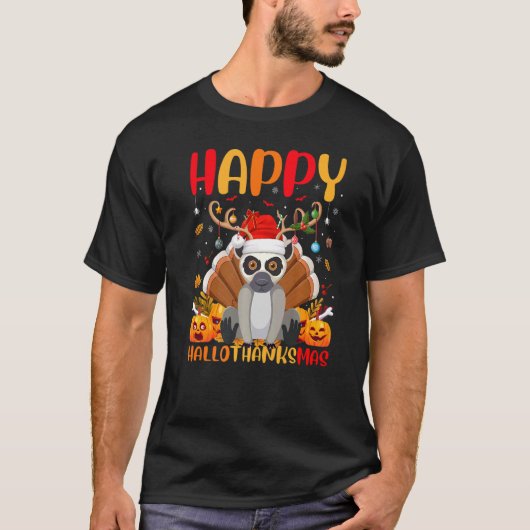 Lemur Animal Happy Lemur Hellothanksmas T-Shirt (Vorderseite)
