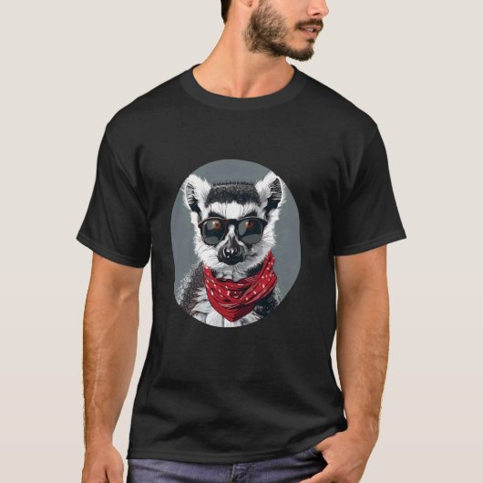 Lemur Artwork Sonnenbrille T-Shirt (Vorderseite)