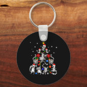 Lemur Christmas Tree Santa Hat Xmas Holiday Costum Schlüsselanhänger (Vorderseite)