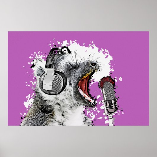 Lemur Comic Art singen Poster (Vorne)
