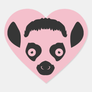 Lemur Face Silhouette Herz-Aufkleber
