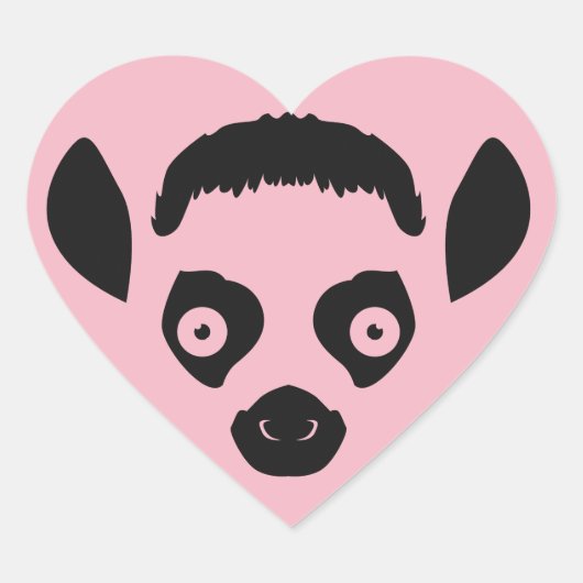 Lemur Face Silhouette Herz-Aufkleber (Vorderseite)
