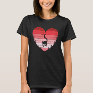 Lemur Heart Liebe Valentinstag Vintag Retro Suns T-Shirt