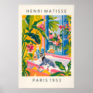 Lemur In Bathtub Kunstprint, Dopamin-Dekor, Rosa T Poster