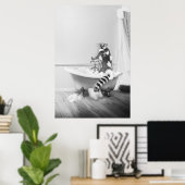 Lemur in einer Badewanne Poster (Heimbüro)