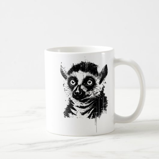 Lemur Ink Art Jungle Madaga Wildlife Rtrait Nge  Kaffeetasse (Rechts)