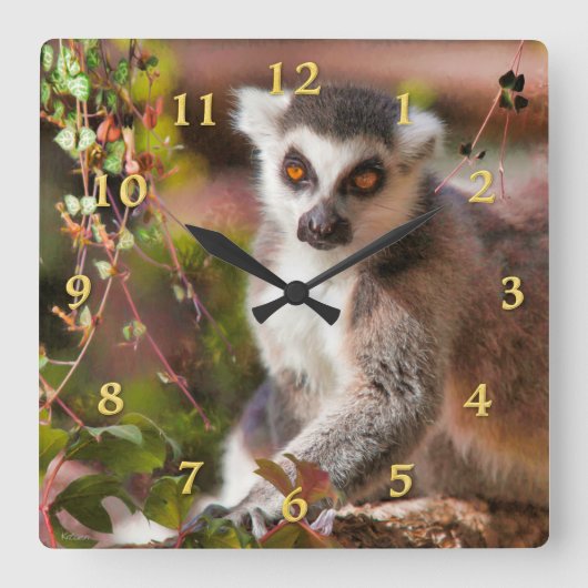 LEMUR LEISURE QUADRATISCHE WANDUHR (Vorderseite)