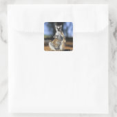 Lemur, (Lemur catta), Mutter und Quadratischer Aufkleber (Tasche)