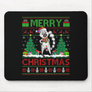 Lemur Lover Xmas Tree Lights Ugly Santa Lemur Chri Mousepad