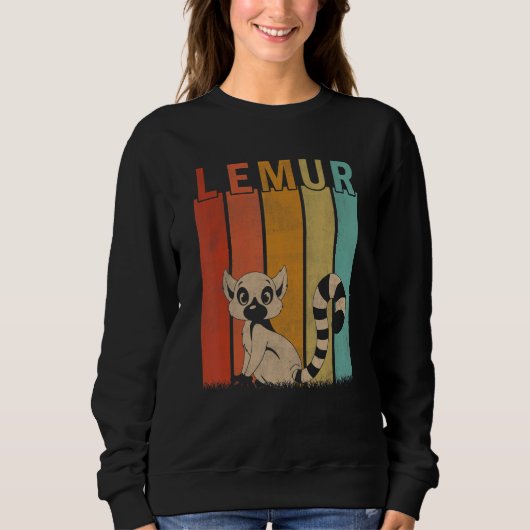 Lemur Männer Frauen Kid Niedlich Lemur Retro Sweatshirt (Vorderseite)