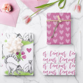 Lemur mit Tulips Romantische Liebe Funny French Pu Geschenkpapier Set