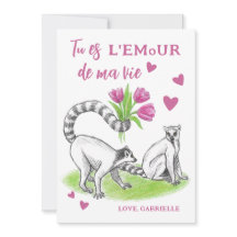 Lemur mit Tulips Romantische Liebe Funny French Zi