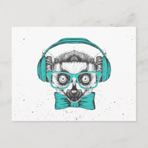 Lemur Music Lover Postkarte