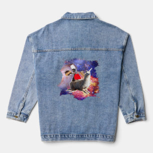 Lemur Riding Llama Einhorn Eating Cake Jeansjacke