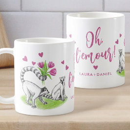 Lemur und Tulips Romantische Liebe Funny Puff Name Kaffeetasse