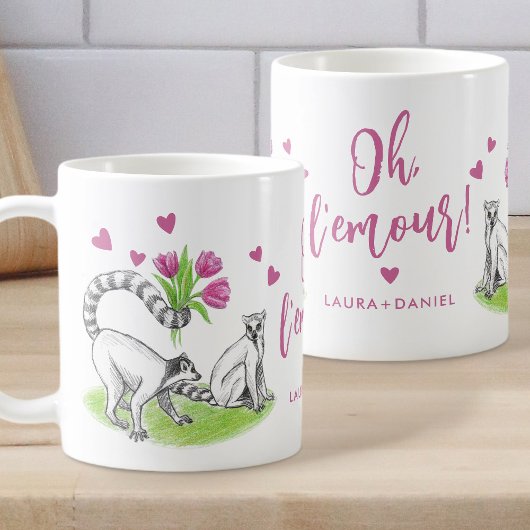 Lemur und Tulips Romantische Liebe Funny Puff Name Kaffeetasse