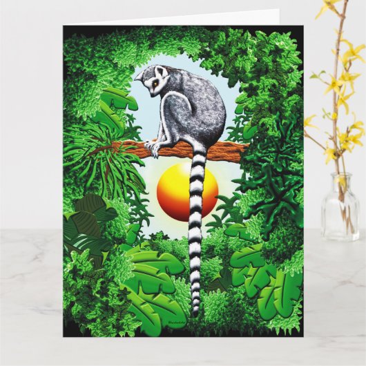 Lemur von Madagaskar Karte (Gelbe Blume)