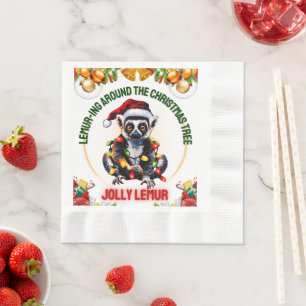 Lemur Weihenhut Xmas Ring Tail Christmas Hat Serviette