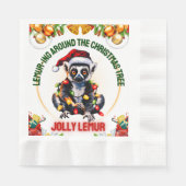 Lemur Weihenhut Xmas Ring Tail Christmas Hat Serviette (Vorderseite)