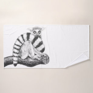 Lemur zeichnend badhandtuch set