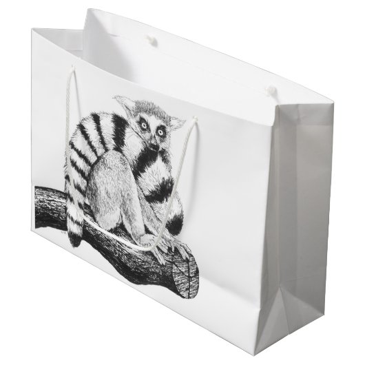 Lemur zeichnend große geschenktüte (Vorderseite Schrägansicht)