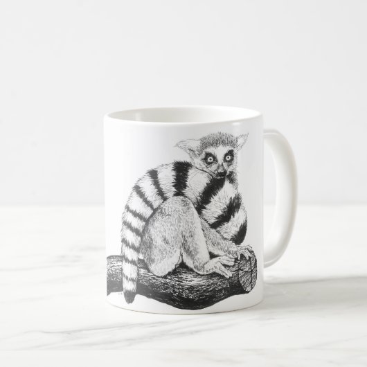 Lemur zeichnend kaffeetasse (VorderseiteRechts)