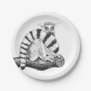 Lemur zeichnend pappteller