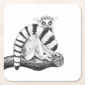 Lemur zeichnend rechteckiger pappuntersetzer (Vorderseite)