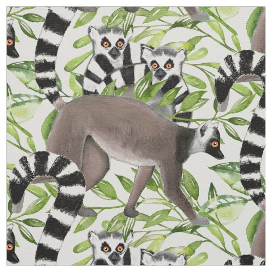 Lemuren auf den Rängen Madagaskars Stoff (Muster)