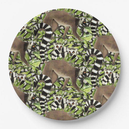 Lemuren auf Madagaskar im Dschungel Pappteller (Vorderseite)