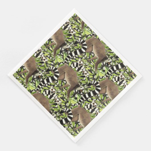 Lemuren auf Madagaskar im Dschungel Serviette (Ecke)