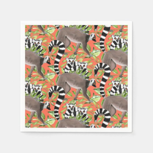 Lemuren auf Madagaskar im Dschungel Serviette (Vorderseite)